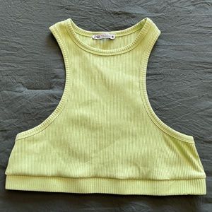 ZARA XL neon green razorback crop top